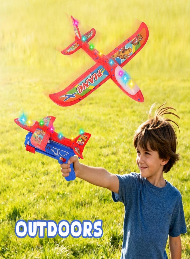 Toyfinity Foam Airplane Launcher Toy | 2-Count Foam Glider Planes for Kids | Kids Airplane Toy with LED Lights | Two Flying Modes - Horizontal & Rotating | Outdoor Toys for Boys & Girls Gift Ages 2+ Years Old - Image 5